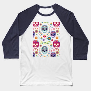 Mexican floral with skull Baseball T-Shirt
